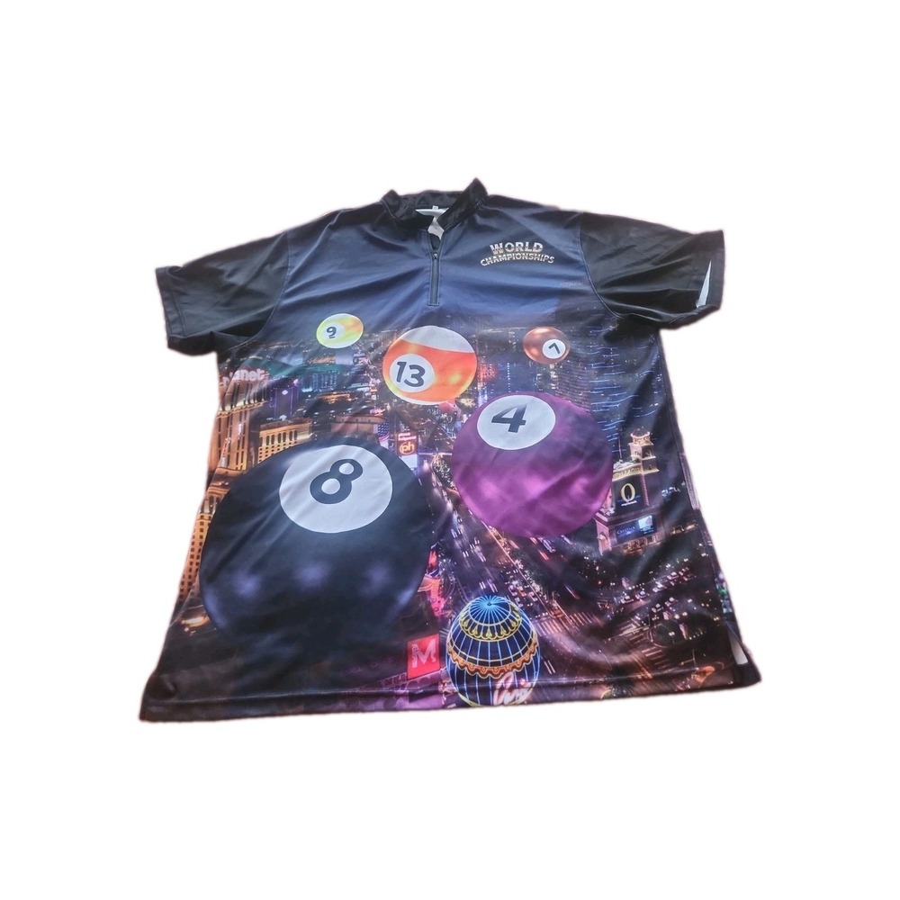 World Championships Billiards Polo Shirt Mens 3XL Las Vegas Pool Graphic Zip Tee